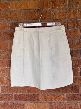 Vintage Berman's White Leather Mini Skirt Size 10 Small Disco Biker Festival